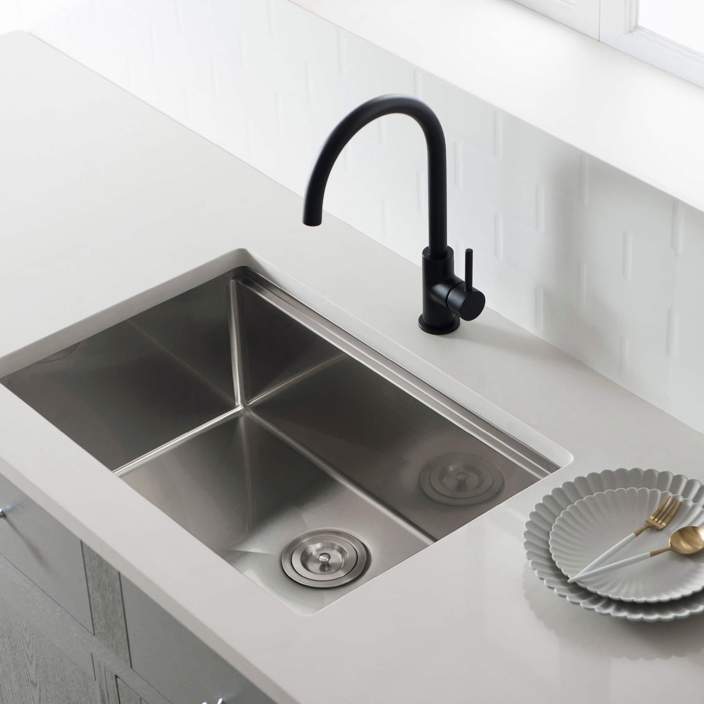 28" Undermount Single Bowl Stainless Steel Workstation Sink