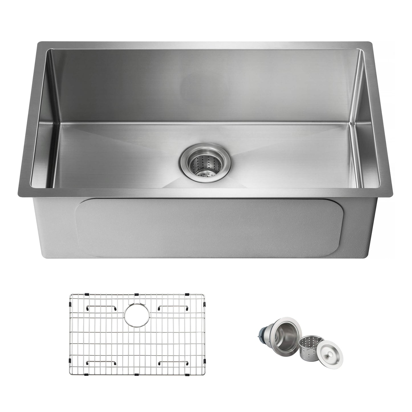 30" Handcrafted Undermount Single Bowl 16 gauge Stainless Steel Kitchen Sink