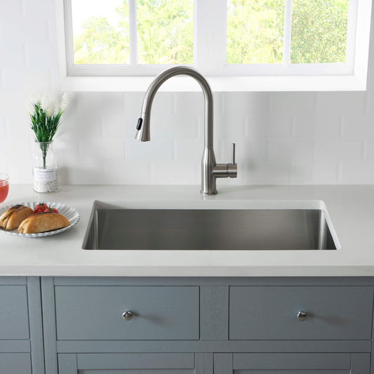 30" Handcrafted Undermount Single Bowl 16 gauge Stainless Steel Kitchen Sink