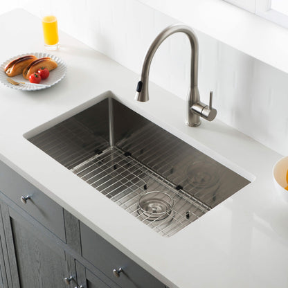 30" Handcrafted Undermount Single Bowl 16 gauge Stainless Steel Kitchen Sink