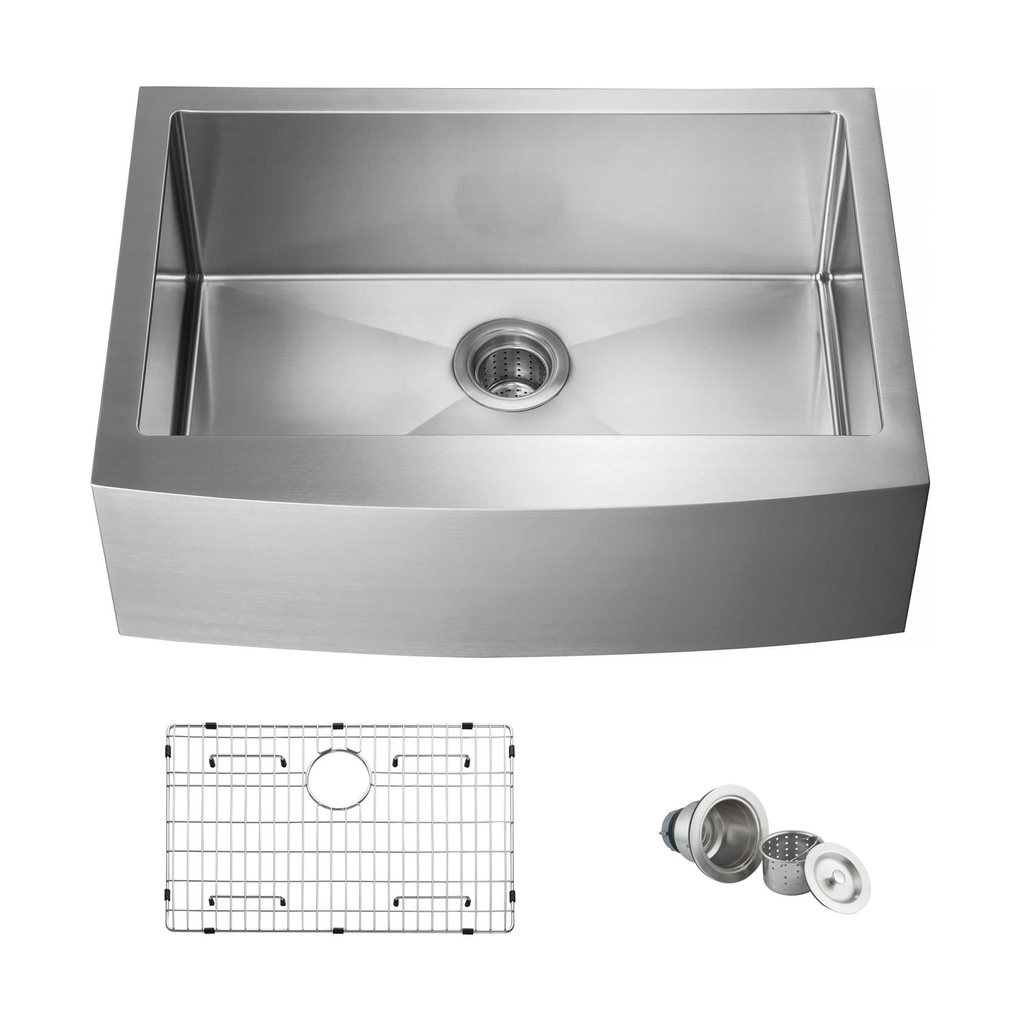 30" Handcrafted Farmhouse Apron Single Bowl Stainless Steel Kitchen Sink