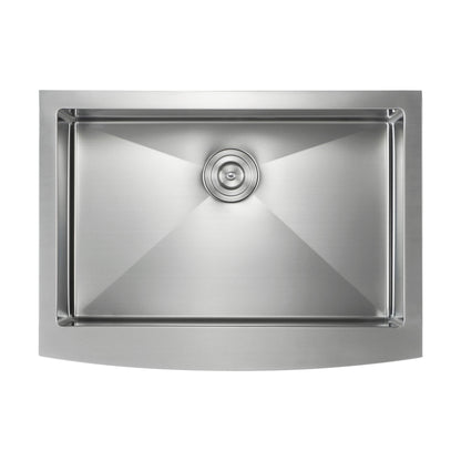 30" Handcrafted Farmhouse Apron Single Bowl Stainless Steel Kitchen Sink