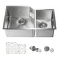 32" Handcrafted Undermount Double Bowl Stainless Steel Kitchen Sink