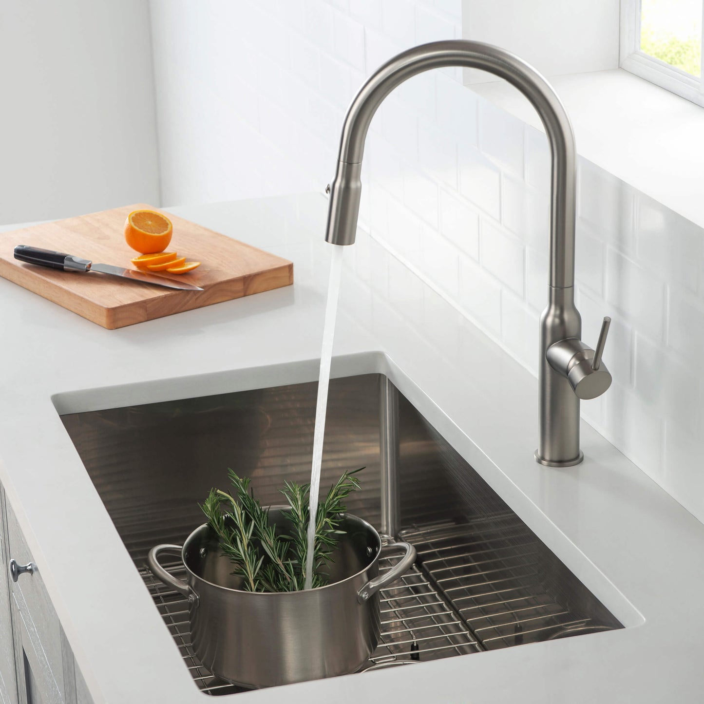 32 3/4" Handcrafted Undermount Single Bowl 16 gauge Stainless Steel Kitchen Sink