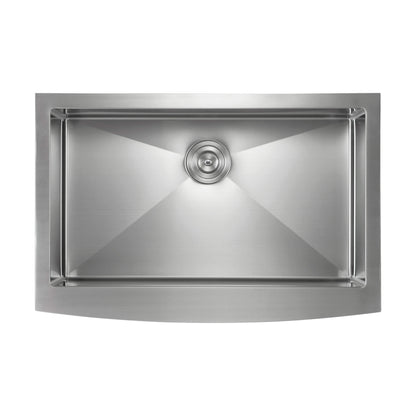 33" Handcrafted Farmhouse Apron Single Bowl Stainless Steel Kitchen Sink