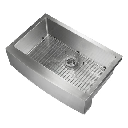 33" Handcrafted Farmhouse Apron Single Bowl Stainless Steel Kitchen Sink