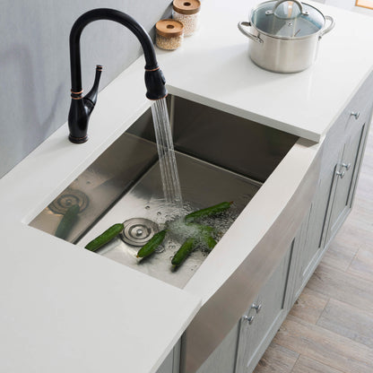 33" Handcrafted Farmhouse Apron Single Bowl Stainless Steel Kitchen Sink