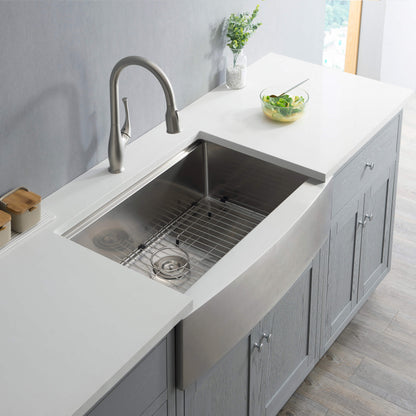 33" Farmhouse Apron Single Bowl Stainless Steel Workstation Kitchen Sink
