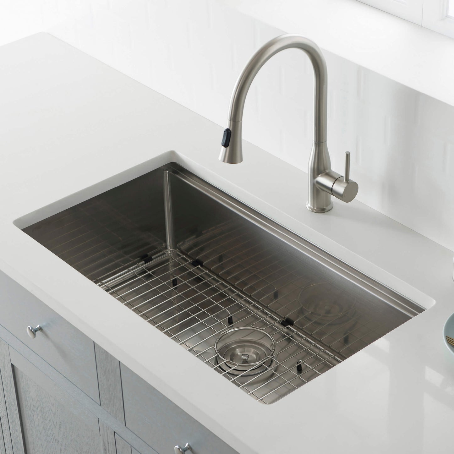 33" Undermount Single Bowl Stainless Steel Workstation Sink