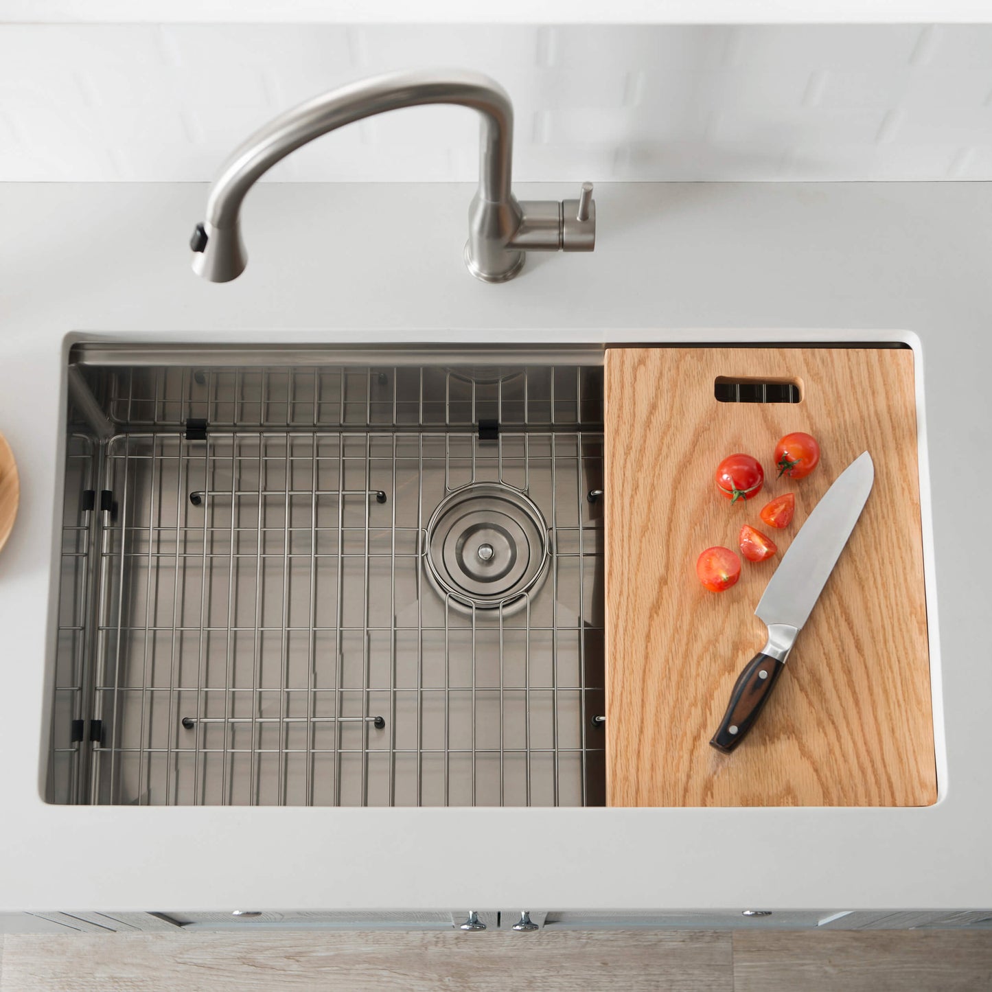 33" Undermount Single Bowl Stainless Steel Workstation Sink