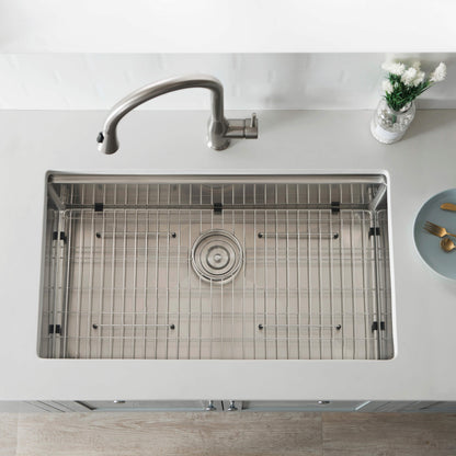 33" Undermount Single Bowl Stainless Steel Workstation Sink
