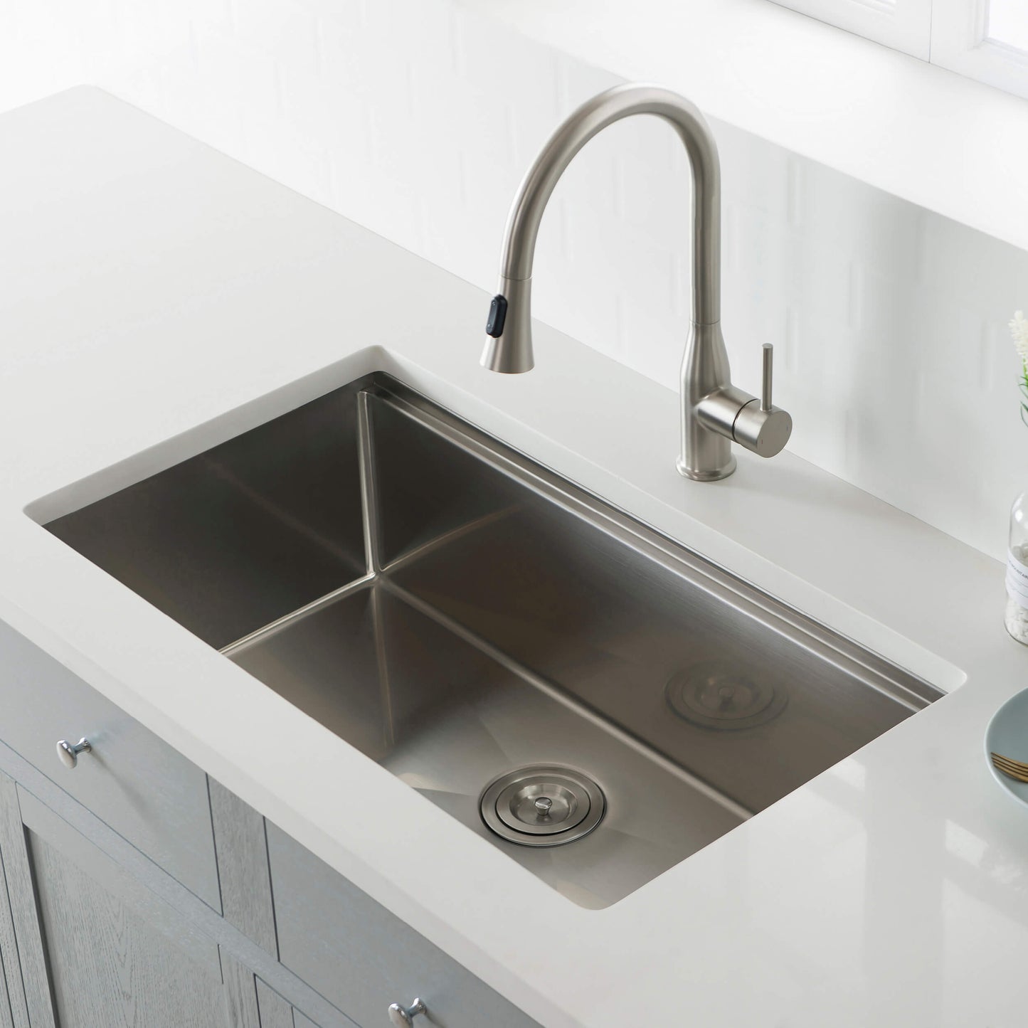 33" Undermount Single Bowl Stainless Steel Workstation Sink