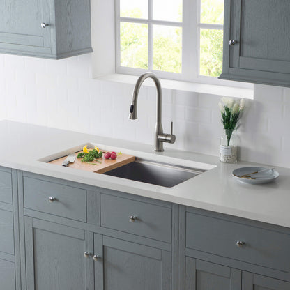 33" Undermount Single Bowl Stainless Steel Workstation Sink