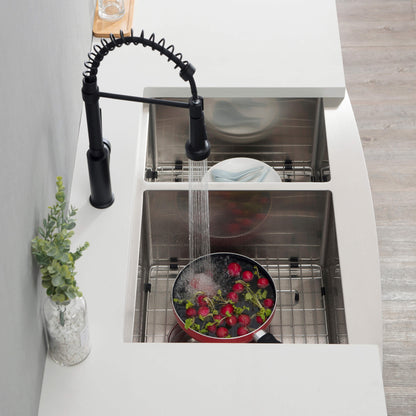36" Handcrafted Farmhouse Apron Double Bowl Stainless Steel Kitchen Sink