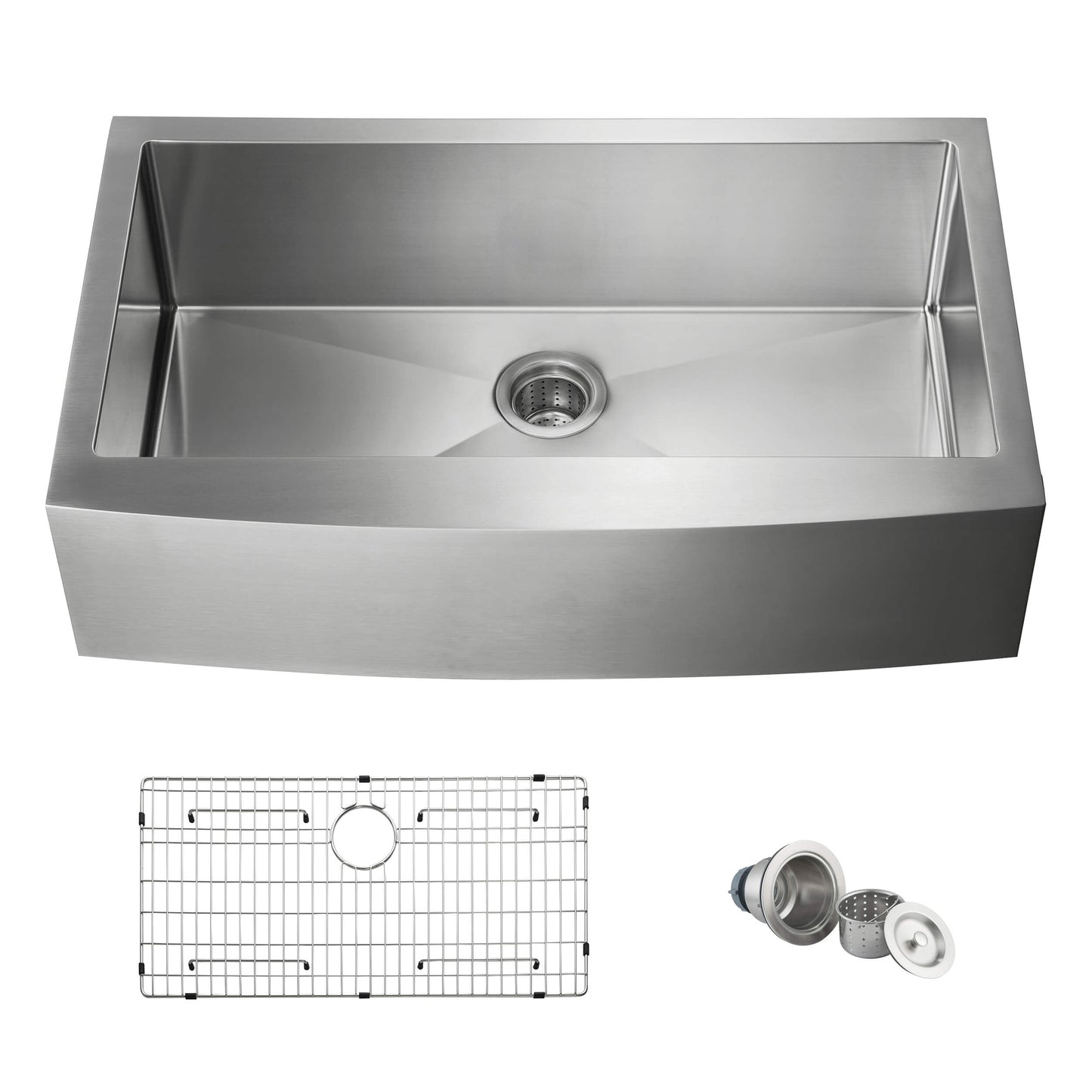 36" Handcrafted Farmhouse Apron Single Bowl Stainless Steel Kitchen Sink