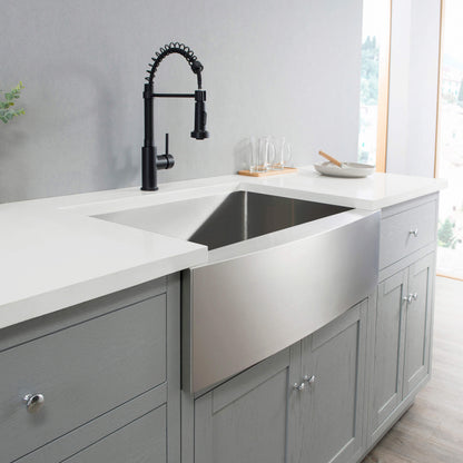 36" Handcrafted Farmhouse Apron Single Bowl Stainless Steel Kitchen Sink