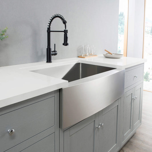 36" Handcrafted Farmhouse Apron Single Bowl Stainless Steel Kitchen Sink
