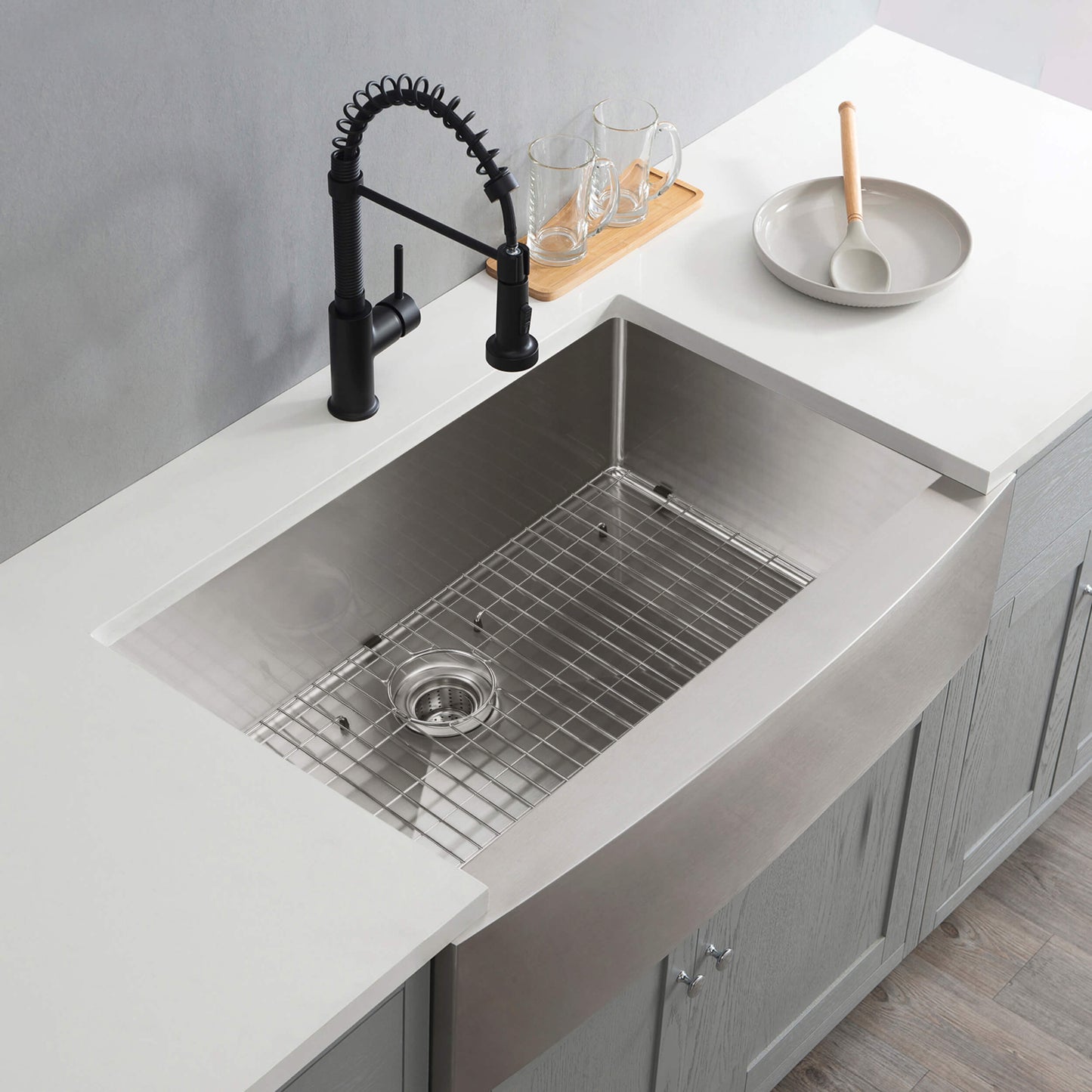 36" Handcrafted Farmhouse Apron Single Bowl Stainless Steel Kitchen Sink