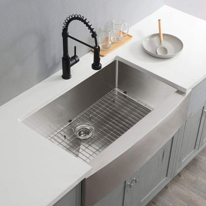 36" Handcrafted Farmhouse Apron Single Bowl Stainless Steel Kitchen Sink