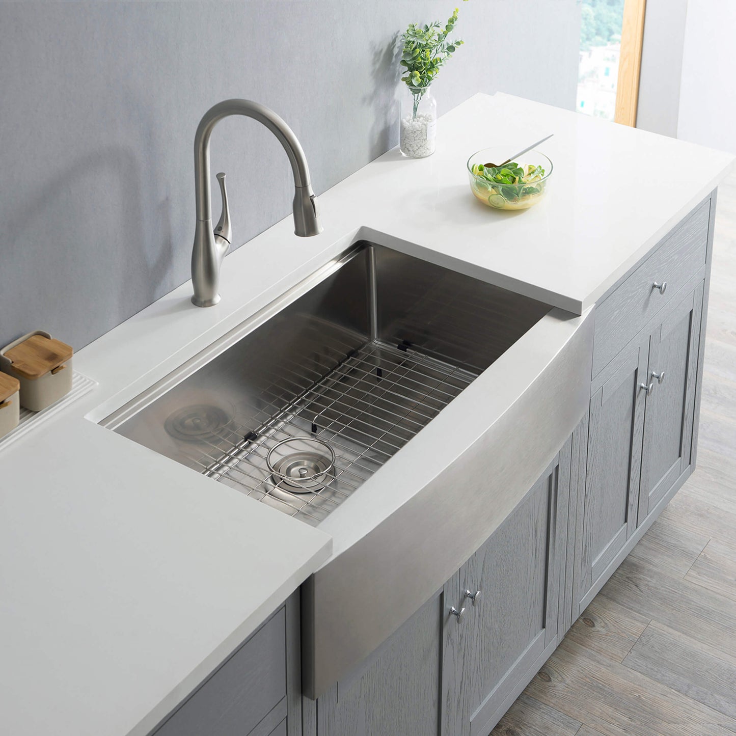 36" Farmhouse Apron Single Bowl Stainless Steel Workstation Kitchen Sink