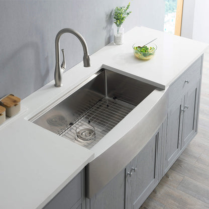 36" Farmhouse Apron Single Bowl Stainless Steel Workstation Kitchen Sink