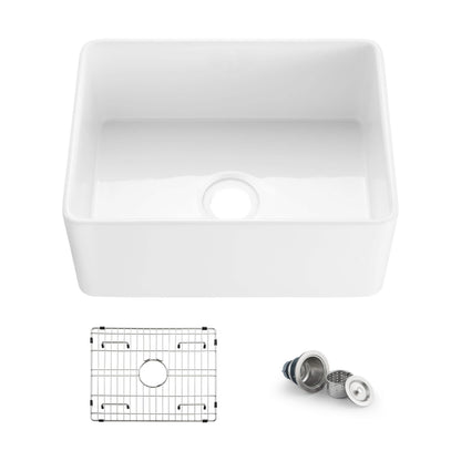 Nova 24" Fireclay Single Bowl Kitchen Farmhouse Sink