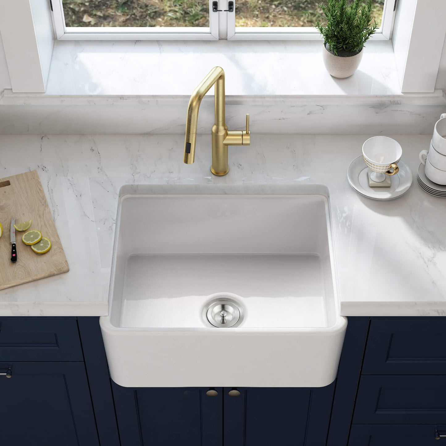 Nova 24" Fireclay Single Bowl Kitchen Farmhouse Sink