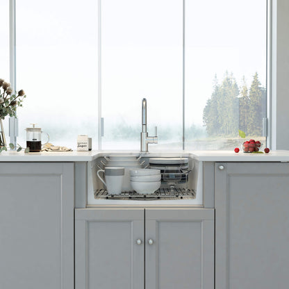Nova 24" Curved Apron Front Fireclay Farmhouse Kitchen Sink