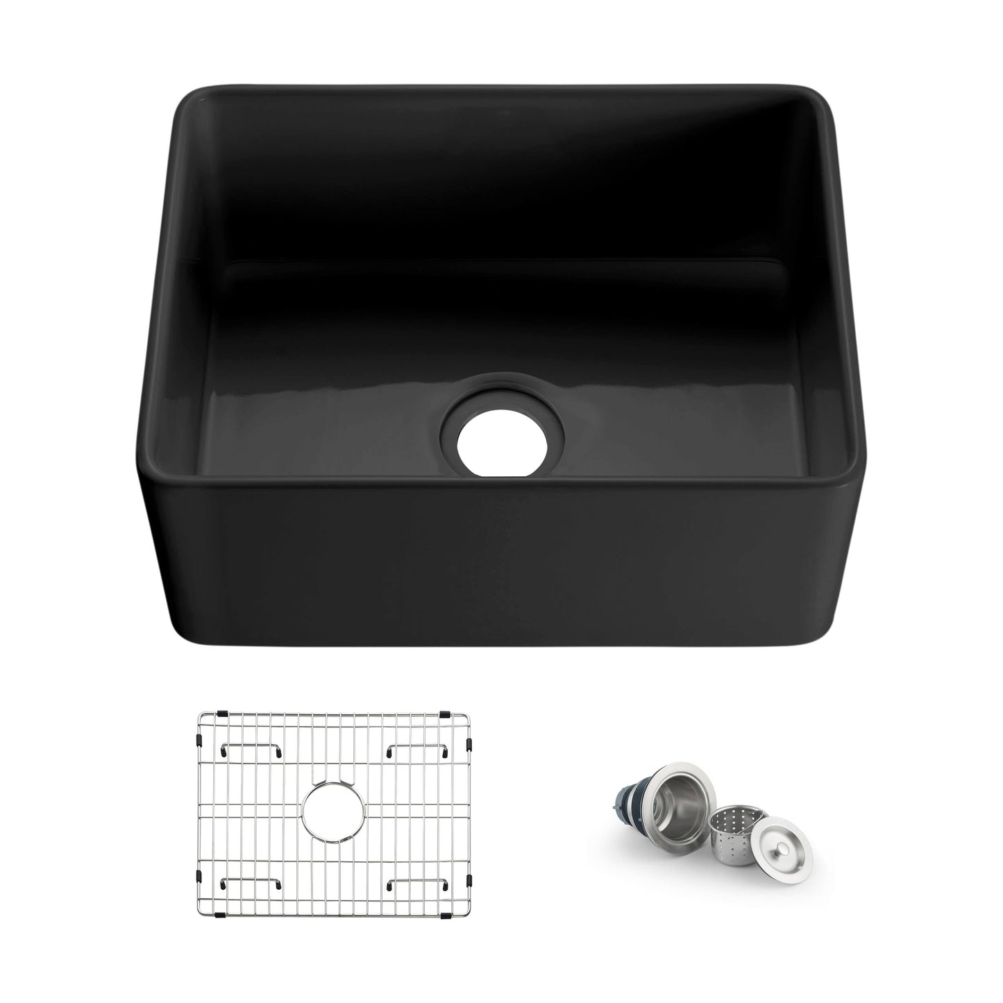 Nova 24" Matte Black Fireclay Single Bowl Kitchen Farmhouse Sink