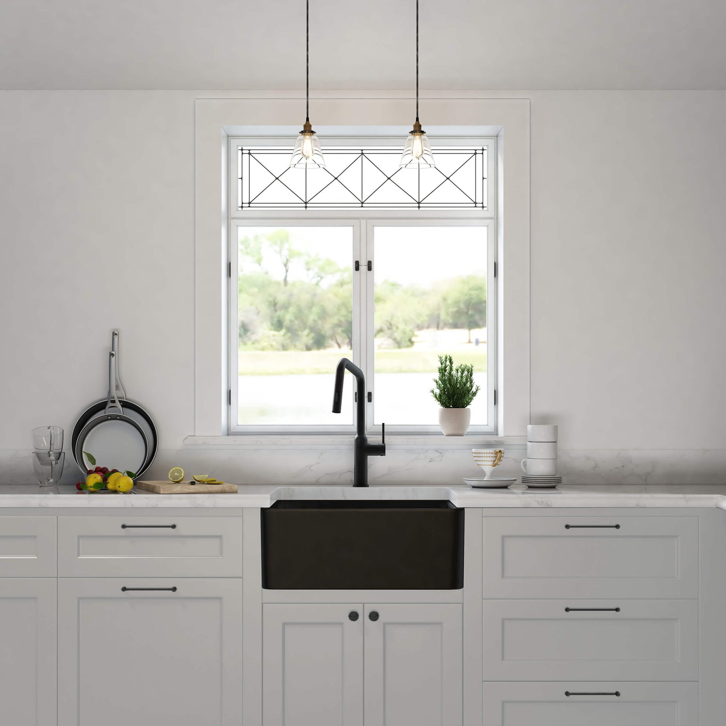 Nova 24" Matte Black Fireclay Single Bowl Kitchen Farmhouse Sink