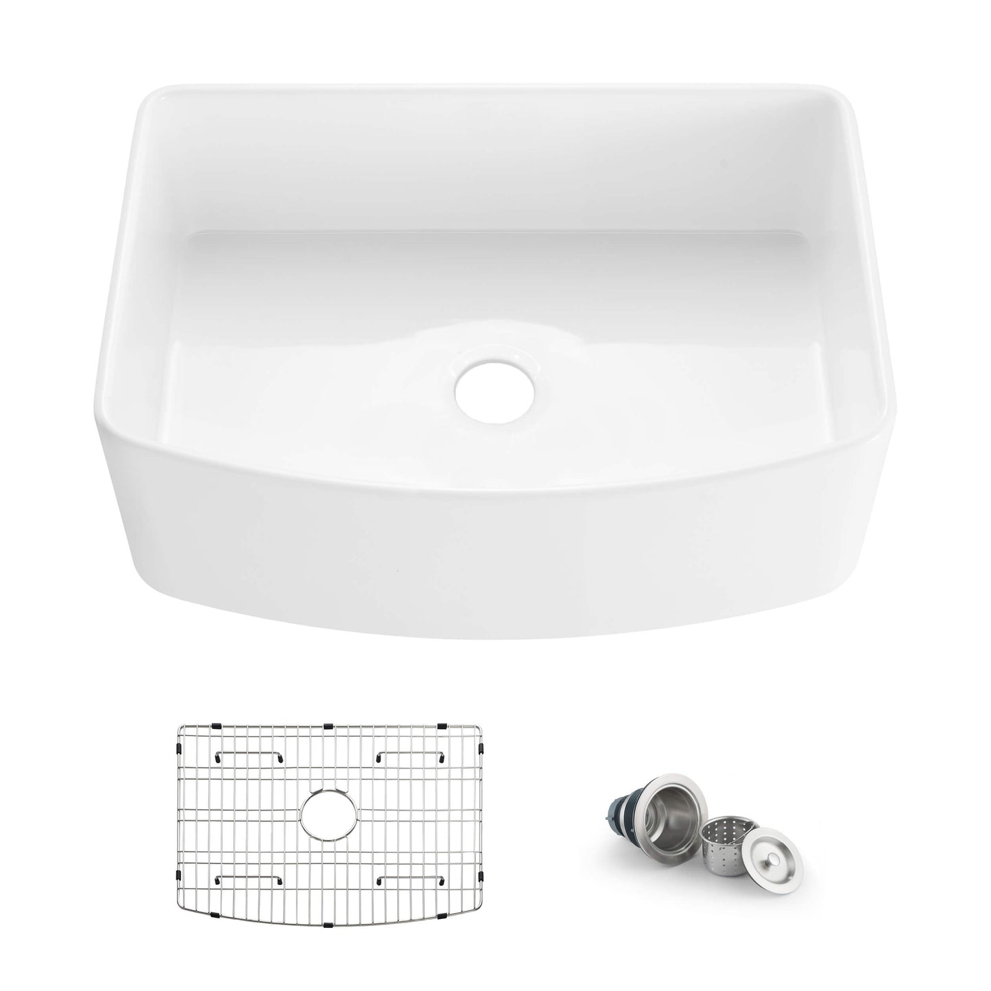 Nova 30" Curved Apron Front Fireclay Farmhouse Kitchen Sink
