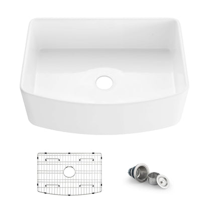 Nova 30" Curved Apron Front Fireclay Farmhouse Kitchen Sink