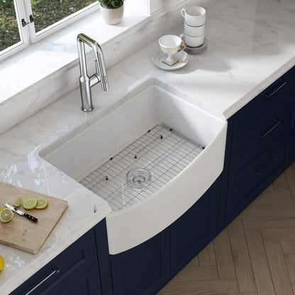 Nova 30" Curved Apron Front Fireclay Farmhouse Kitchen Sink