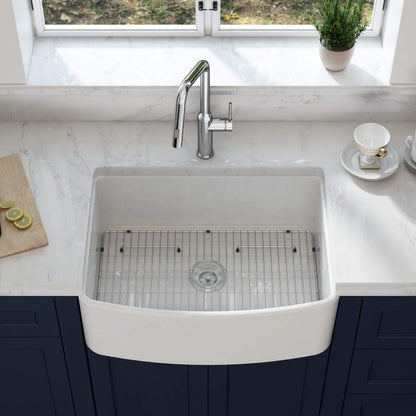 Nova 30" Curved Apron Front Fireclay Farmhouse Kitchen Sink