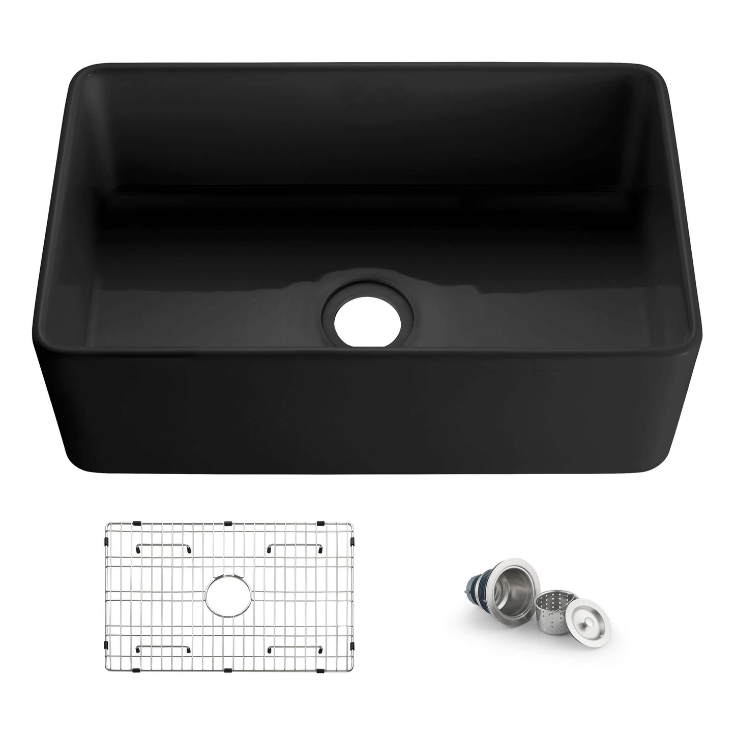 Nova 30" Matte Black Fireclay Single Bowl Kitchen Farmhouse Sink