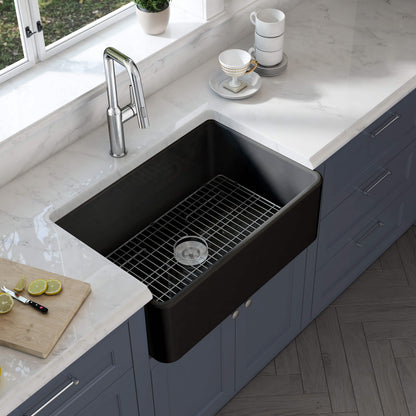 Nova 30" Matte Black Fireclay Single Bowl Kitchen Farmhouse Sink