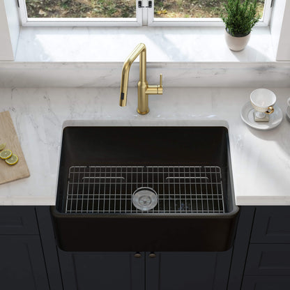 Nova 30" Matte Black Fireclay Single Bowl Kitchen Farmhouse Sink