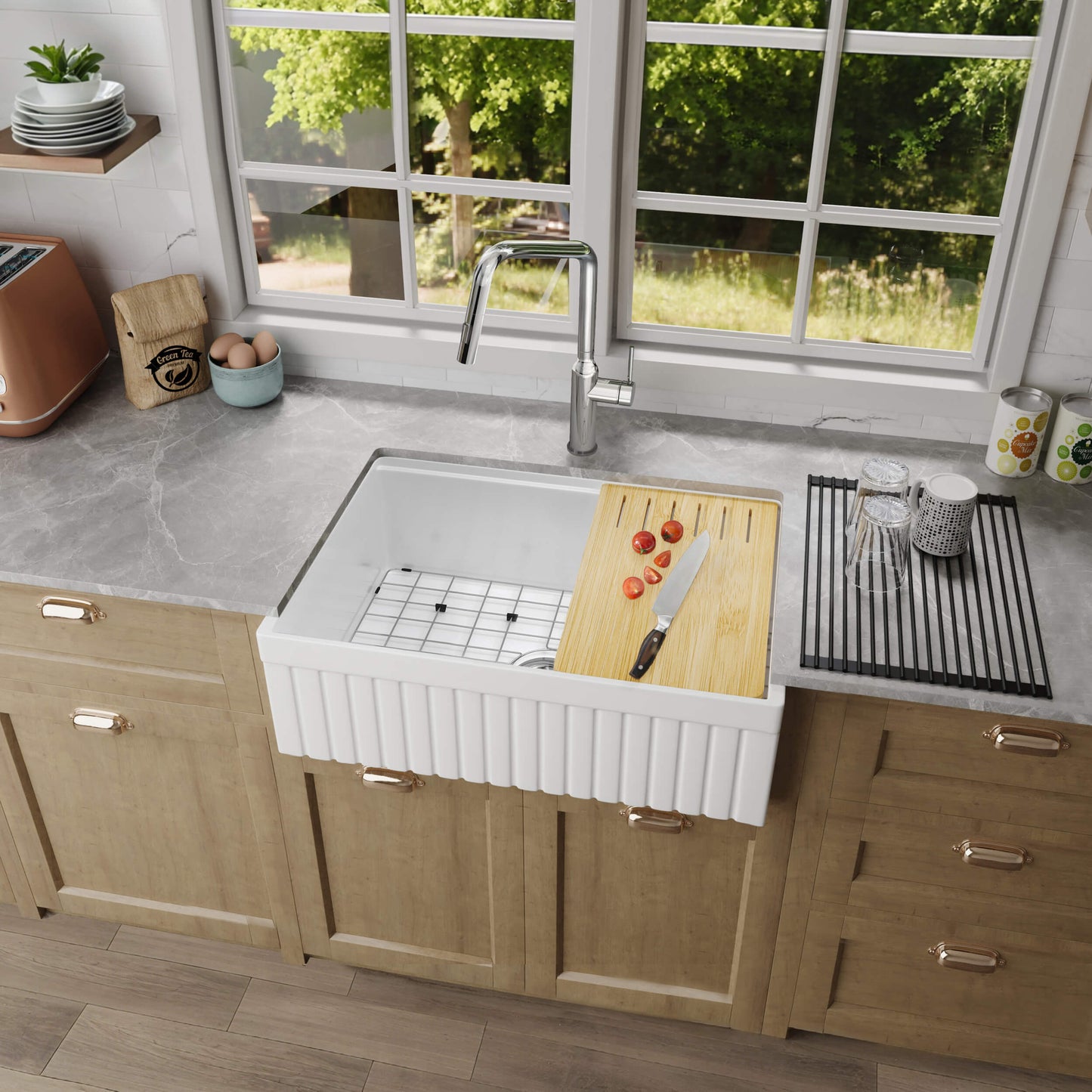 Pillar 30? Kitchen Farmhouse Fireclay Workstation Sink