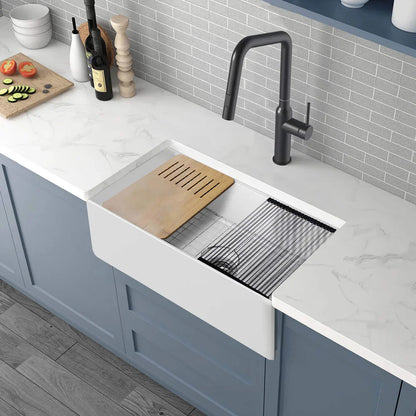Nova 33" Farmhouse Fireclay Kitchen Workstation Sink - C2-33SFT