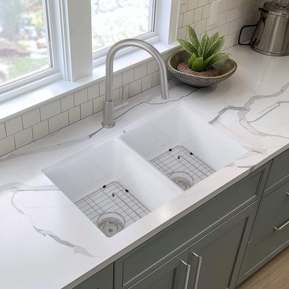 32" Fireclay Double Bowl Undermount Kitchen Sink