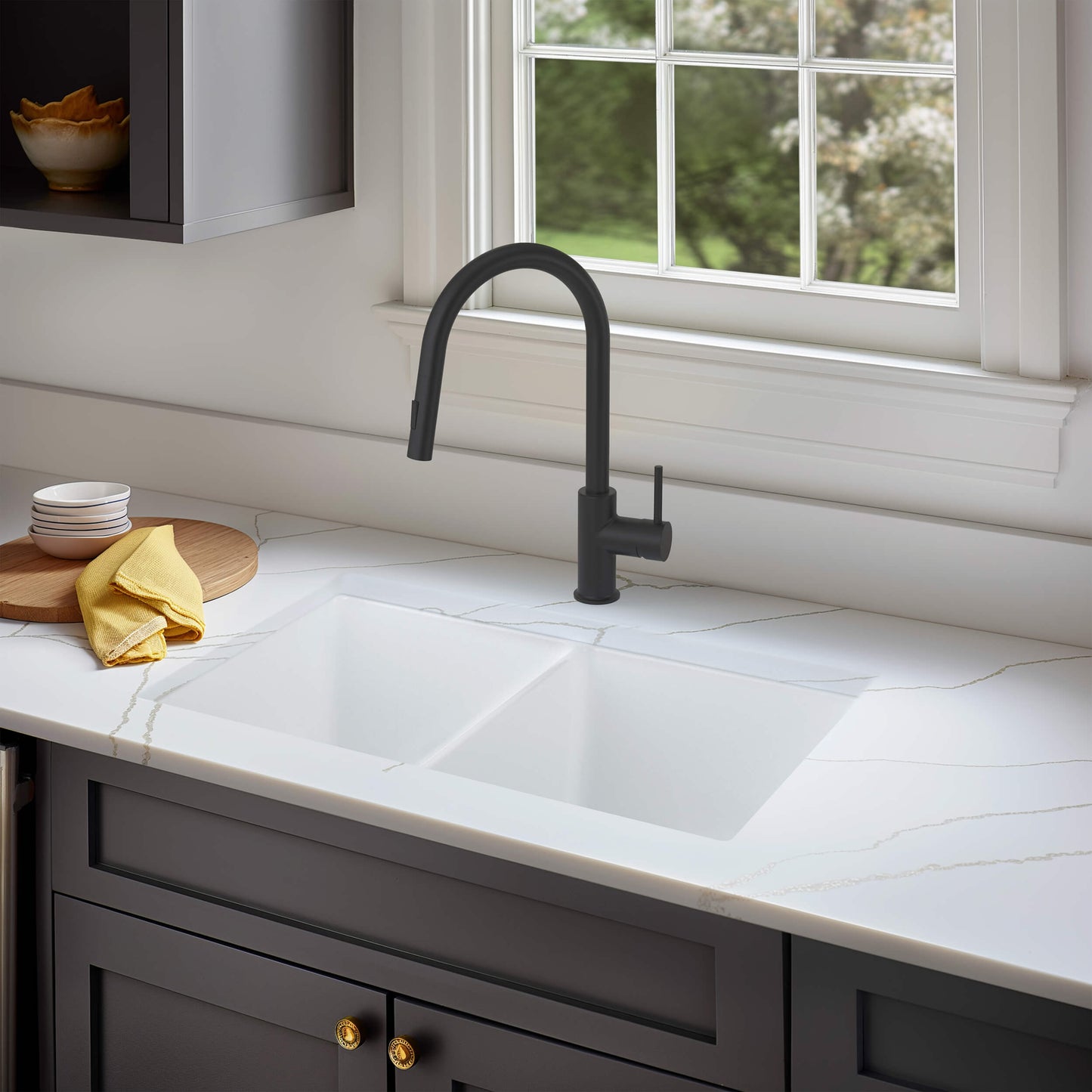 32" Fireclay Double Bowl Undermount Kitchen Sink