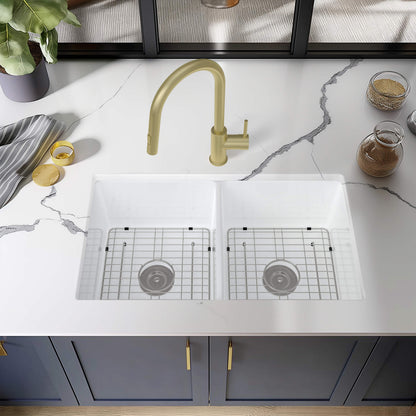32" Fireclay Double Bowl Undermount Kitchen Sink