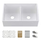 33" Fireclay Double Bowl Farmhouse Kitchen Workstation Sink - C2-33DFT