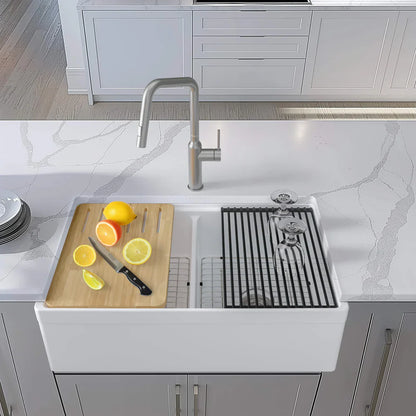 33" Fireclay Double Bowl Farmhouse Kitchen Workstation Sink - C2-33DFT