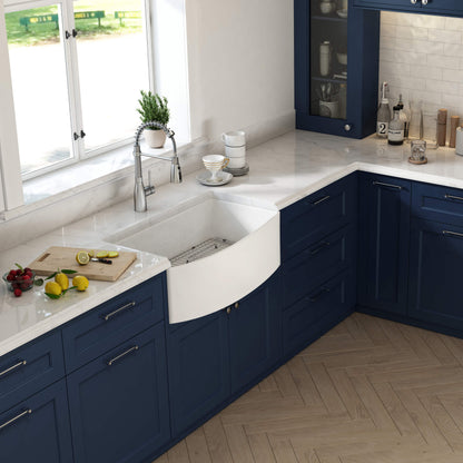 Nova 33" Curved Apron Front Fireclay Farmhouse Kitchen Sink