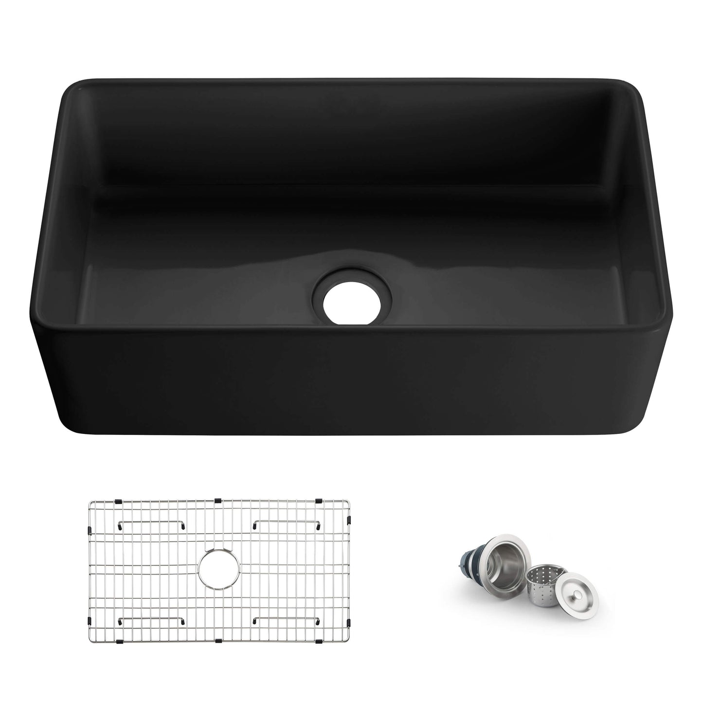 Nova 33" Matte Black Fireclay Single Bowl Kitchen Farmhouse Sink