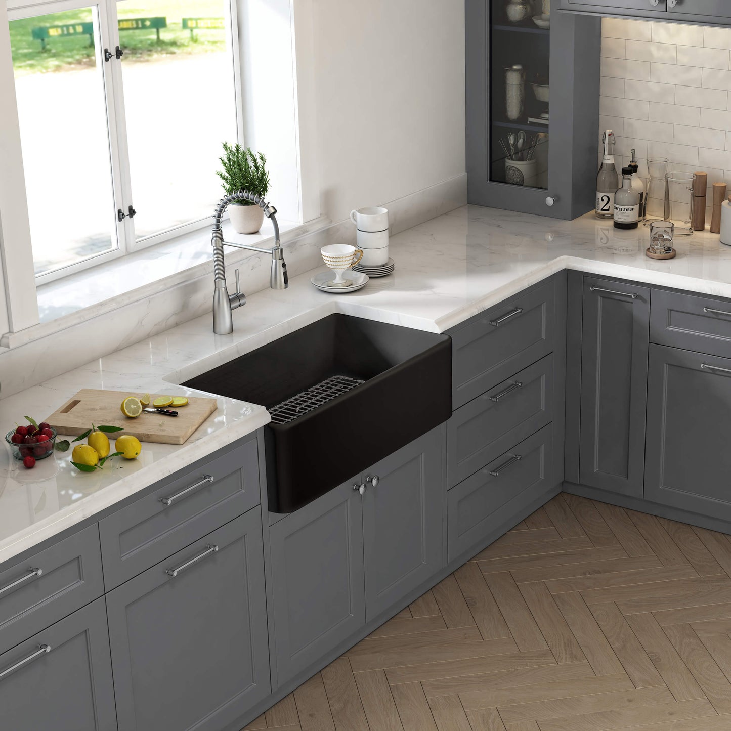 Nova 33" Matte Black Fireclay Single Bowl Kitchen Farmhouse Sink