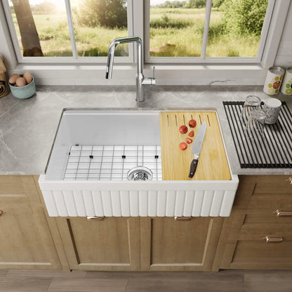 Nova 33″ Reversible Apron Kitchen Farmhouse Fireclay Workstation Sink - C2-33SFPIT