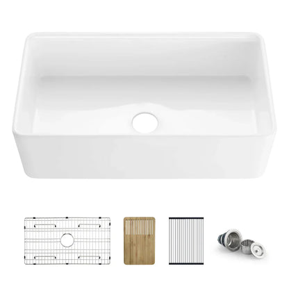 Nova 33" Farmhouse Fireclay Kitchen Workstation Sink - C2-33SFT