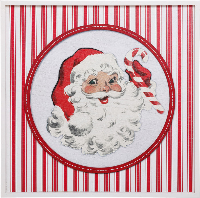Santa's Sweet Shoppe Collection - 24" x 24" Candy Cane Santa Wall Decor